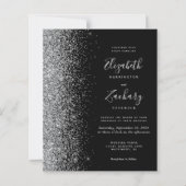 Budget Zwarte Zilveren Glitter QR Code Trouw (Voorkant)