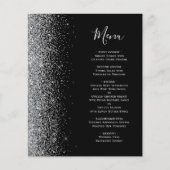 Budget Zwarte Zilveren Glitter Rand Trouwmenu (Voorkant)