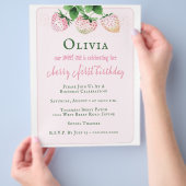 Budgetaardbeien 1e verjaardagsfeestje uitnodiging flyer (Hand)