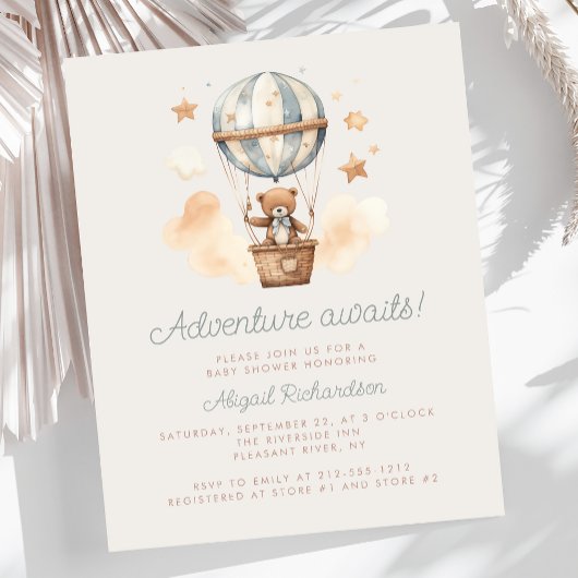 Budgetavontuur wacht op Teddy Bear Boy-Baby shower