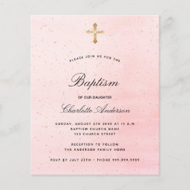 Budgetbaptisme blush roze gouden meisjesuitnodigin
