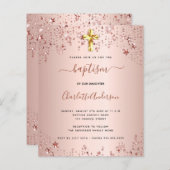 Budgetbaptisme roos gouden sterren uitnodiging (Voorkant / Achterkant)