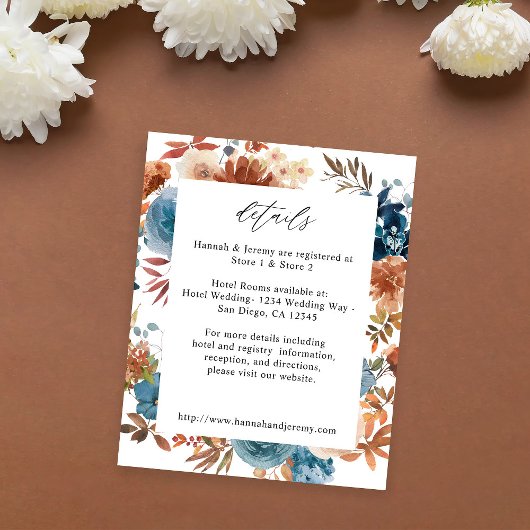 Budgetbeige en usty Blue Floral - Gegevens Flyer