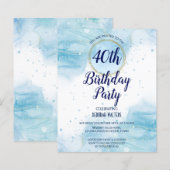 budgetblauwe abstracte waterverf splash glitter (Voorkant / Achterkant)