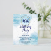 budgetblauwe abstracte waterverf splash glitter (Staand voorkant)