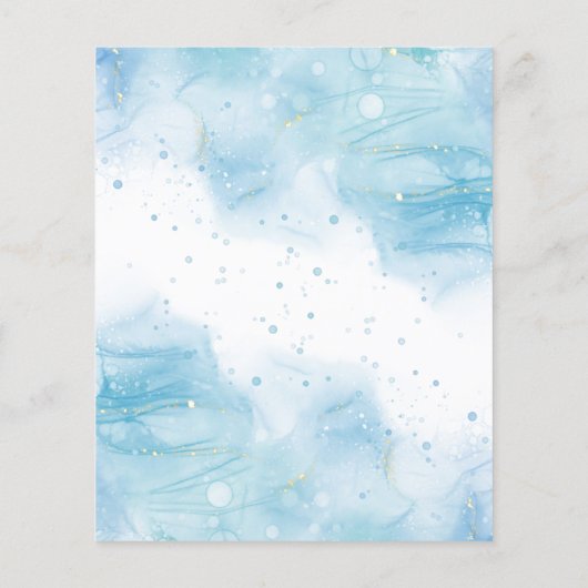 budgetblauwe abstracte waterverf splash glitter (Achterkant)