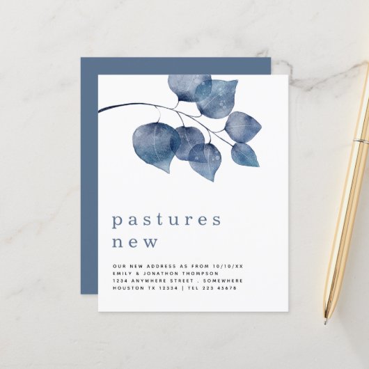 Budgetblauwe vulling nieuwe adresgegevens verplaat (Voorkant / Achterkant in situ)