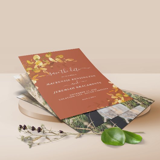 budgetbranden Oranje botanische foto Opslaan datum Flyer