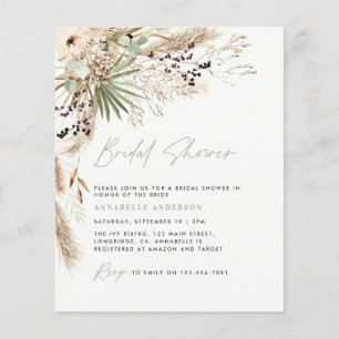 BudgetBridal douche pampas gras moderne uitnodigin Flyer