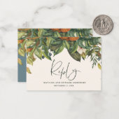 budgetbruiloft citrus botanische moderne RSVP-kaar Notitiekaartje (Voorkant / Achterkant in situ)