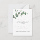 budgetbruiloft eucalyptus groene details notitiekaartje (Achterkant)
