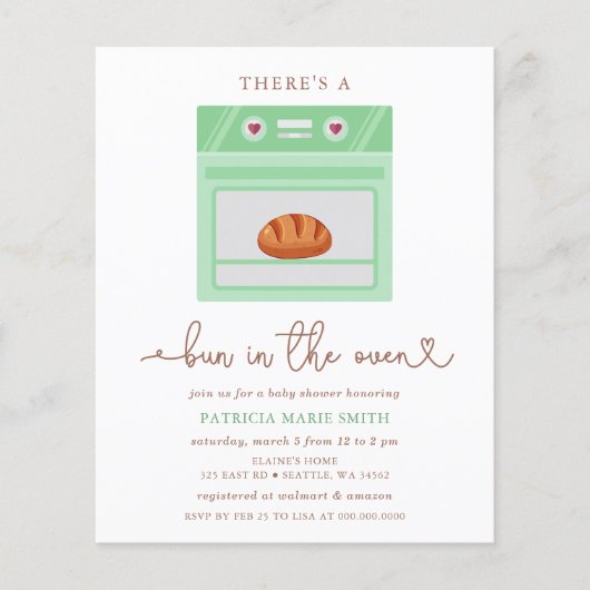 Budgetbundel in de oven genderneutraal Baby shower (Voorkant)