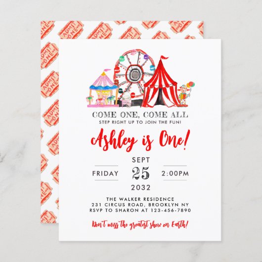 Budgetcarnaval Circus Fair Show Birthday (Voorkant / Achterkant)