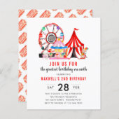 Budgetcarnaval Circus Show Birthday uitnodiging (Voorkant / Achterkant)