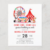 Budgetcarnaval Circus Show Birthday uitnodiging (Voorkant)