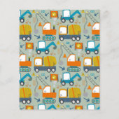 Budgetcijfers : Trucks Blue 1st Birthday Invitatio (Achterkant)