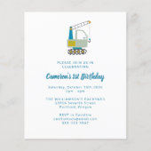 Budgetcijfers : Trucks Blue 1st Birthday Invitatio (Voorkant)