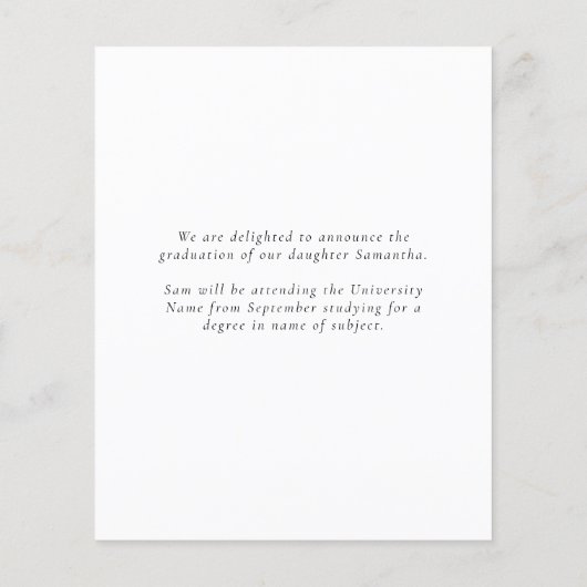 Budgetcongraten Afstuderen Fotoaankondiging (Achterkant)