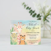 Budgetdieren virtuele Baby shower-uitnodiging (Staand voorkant)