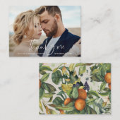 budgetfoto bruiloft bedankt voor de botanische cit notitiekaartje (Voorkant / Achterkant)