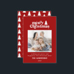 budgetfotografie voor kerstfoto's notitiekaartje<br><div class="desc">budget Merry Kerstmis grafische typografie foto-vakantiekaart. Met moderne handgetekende tekst en bomen.</div>