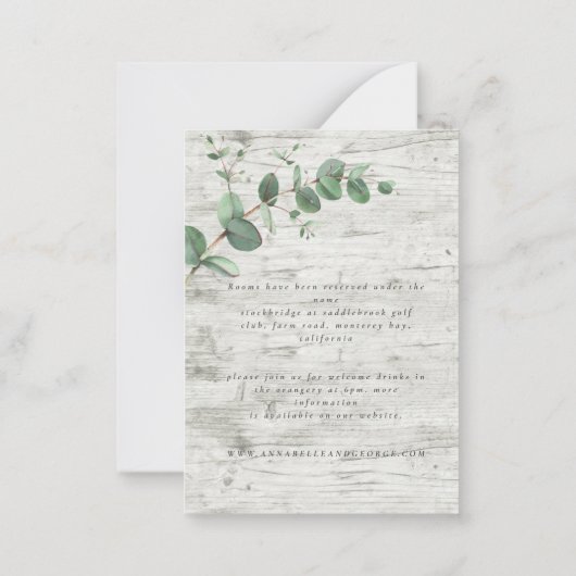 budgetgevoelige eucalyptustrouwgegevens RSVP Notitiekaartje (Achterkant)