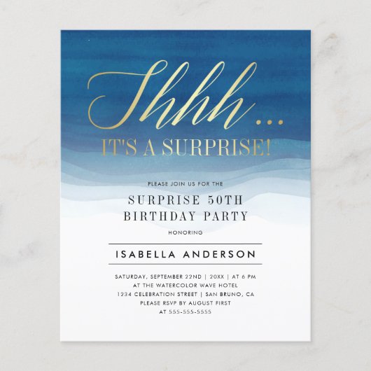 Budgetgoud en blauwe Waterverf verrassingsdag (Voorkant)