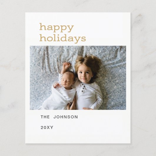 Budgetgoud prettige feestdagen fotobetaalkaarten (Voorkant)
