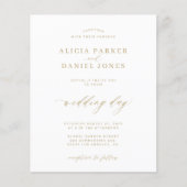 Budgetgoudkalligrafie elegante trouwuitnodiging flyer (Voorkant)