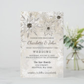 Budgetgoudsneeuwvlokken wintertrouwuitnodiging (Staand voorkant)