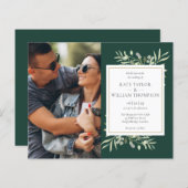 Budgetgroen Emerald Foto Huwelijksuitnodiging (Voorkant / Achterkant)