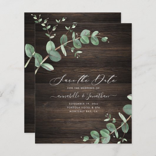 budgetgroen Eucalyptus foliage rustig donker hout (Voorkant / Achterkant)