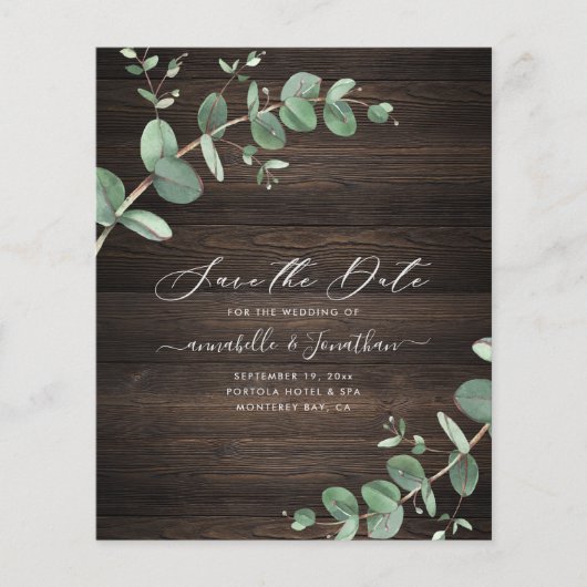 budgetgroen Eucalyptus foliage rustig donker hout Flyer (Voorkant)