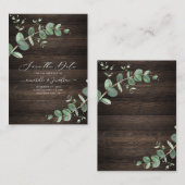 budgetgroen Eucalyptus foliage rustig donker hout Notitiekaartje (Voorkant / Achterkant)