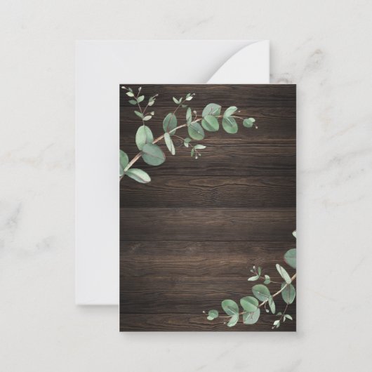 budgetgroen Eucalyptus foliage rustig donker hout Notitiekaartje (Achterkant)