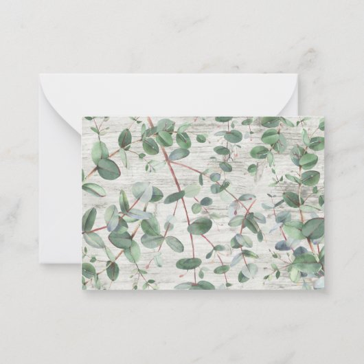 budgetgroen Eucalyptus wit hout sparen de datum Notitiekaartje (Achterkant)