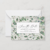 budgetgroen Eucalyptus wit hout sparen de datum Notitiekaartje (Voorkant)