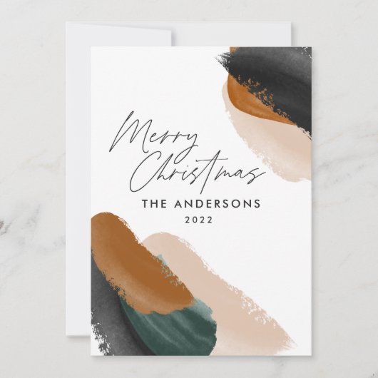 budgetgroene terracotta moderne minimale waterverf feestdagenkaart (Voorkant)