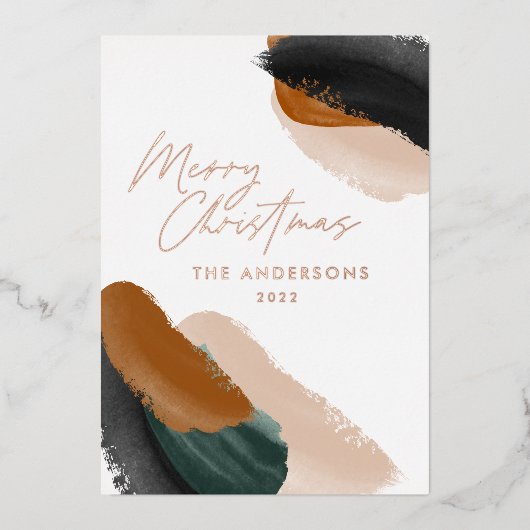 budgetgroene terracotta moderne minimale waterverf folie feestdagenkaart (Voorkant)