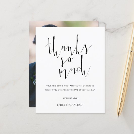 Budgetkalligrafie Alle Bedankt voor kleurenfotobru (Voorkant / Achterkant in situ)