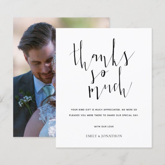 Budgetkalligrafie Alle Bedankt voor kleurenfotobru (Voorkant / Achterkant)