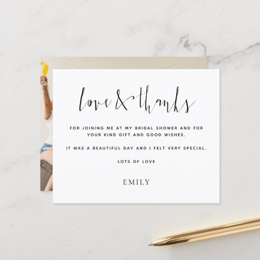 Budgetkalligrafie Foto-Vrijgezellenfeest Bedankt (Voorkant / Achterkant in situ)