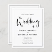 Budgetkalligrafie grensdetails huwelijk uitnodigen (Voorkant / Achterkant)