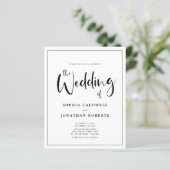 Budgetkalligrafie grensdetails huwelijk uitnodigen (Staand voorkant)