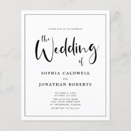 Budgetkalligrafie grensdetails huwelijk uitnodigen