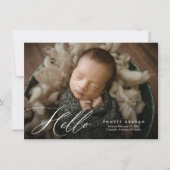 Budgetkalligrafie-script Hallo foto-Baby geboorte Aankondiging (Voorkant)