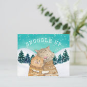 Budgetkassen die de sneeuwvakantie-Kaart omhoog sc (Staand voorkant)