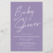 budgetlavender Paars Script Baby shower FLYER (Voorkant)