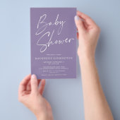 budgetlavender Paars Script Baby shower FLYER (Hand)