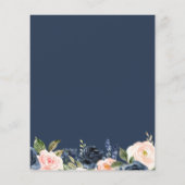 Budgetmarine & roze Floral Baby shower uitnodiging (Achterkant)